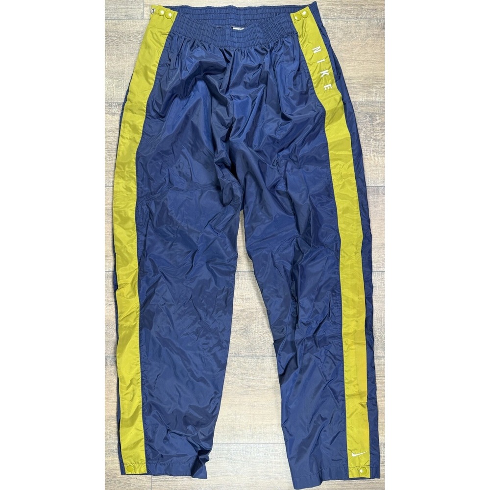 Nike Vintage 1990s Side Snap Tear Away Pants Mens Large Blue Stripe Baggy Track